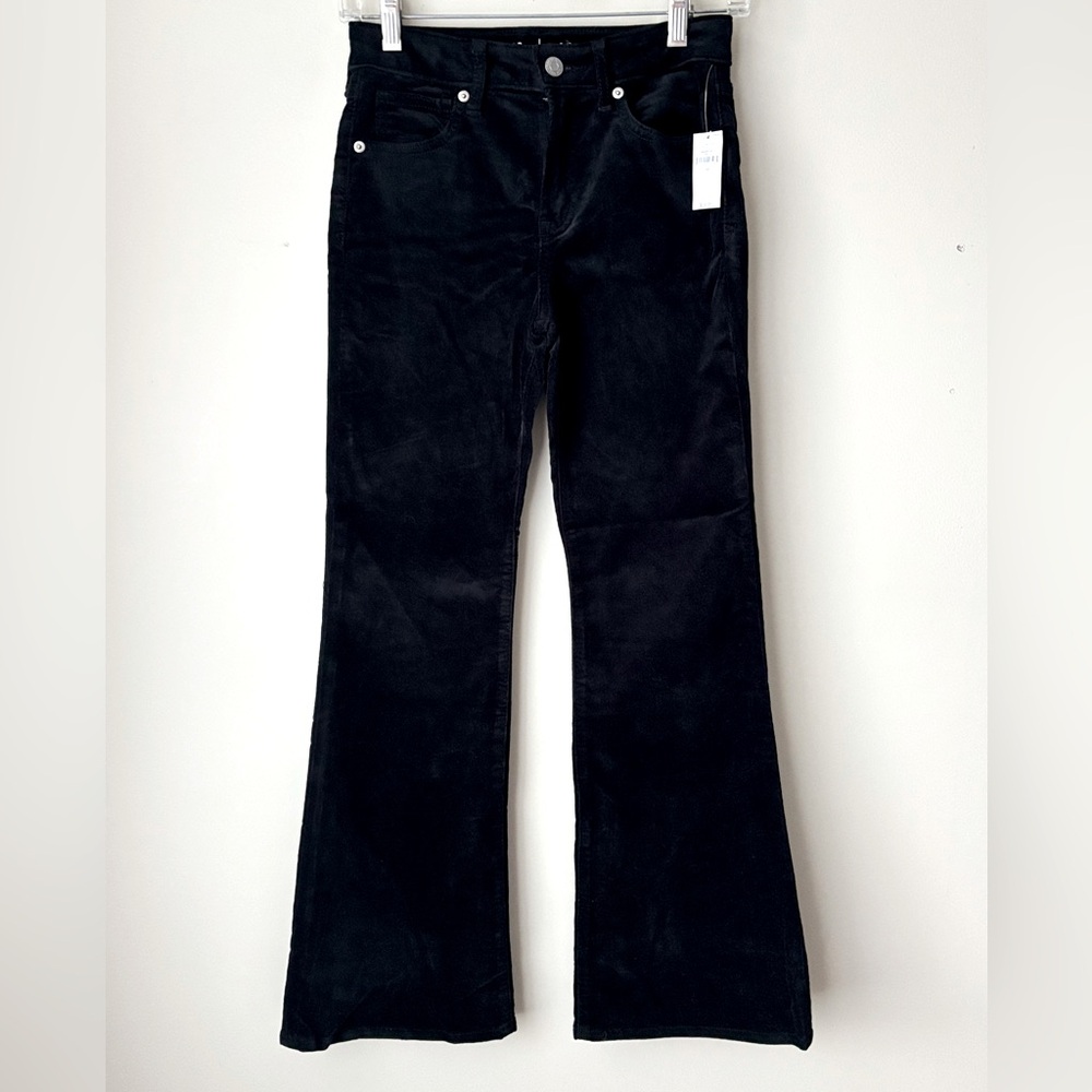 Gap Kids Black Velvet Flare High Rise Pants Girls 12 NWT